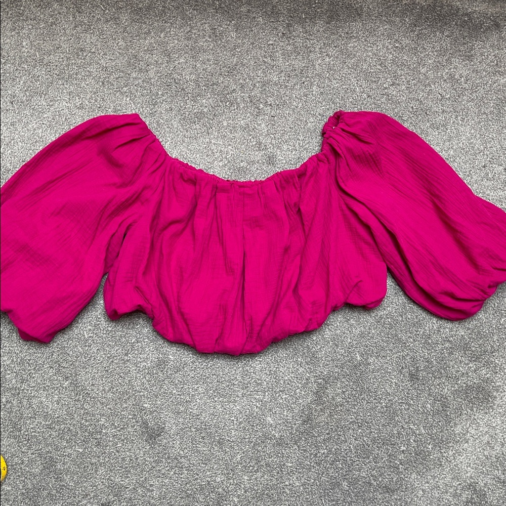 Future Collective Jenny K Lopez Gauze Crop Top w/ Balloon Sleeves Sz 1X